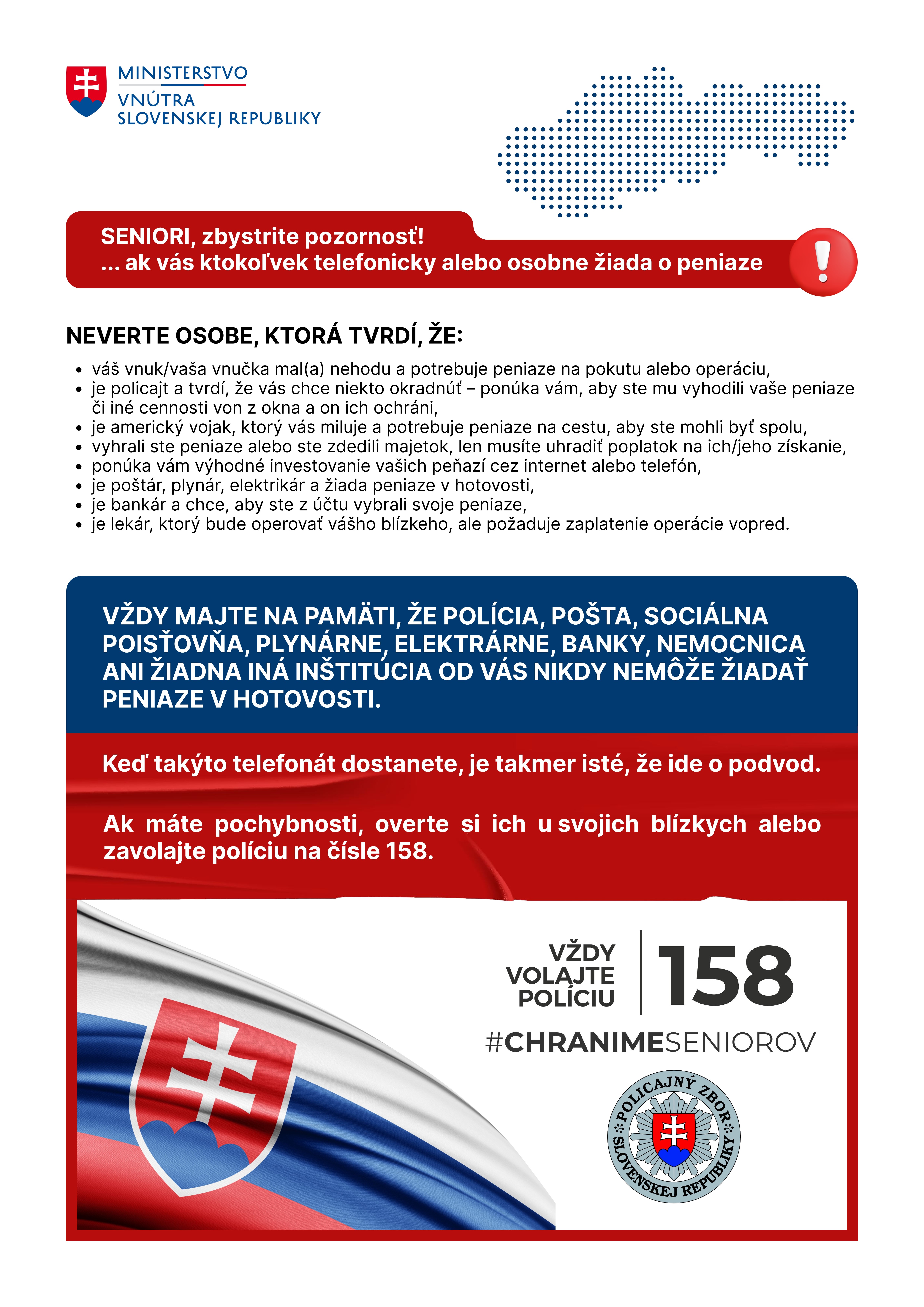 Leták MV SR: ochrana seniorov pred podvodmi